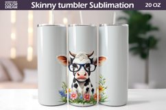 Glasses Cow Flowers Tumbler Wrap | Spring Animal Tumbler Product Image 1