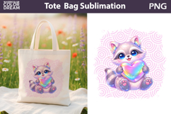 Cute Raccoon Tote Bag | Baby Animal Sublimation Product Image 1