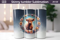 Highland Cow Flowers Tumbler Wrap | Spring Animal Tumbler Product Image 1