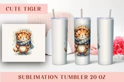 Watercolor Cute tiger Tumbler Wrap 20 oz Product Image 1