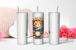 Watercolor Cute tiger Tumbler Wrap 20 oz Product Image 2