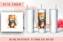 Watercolor Cute tiger Tumbler Wrap 20 oz Product Image 1