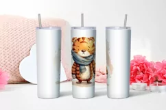 Watercolor Cute tiger Tumbler Wrap 20 oz Product Image 2