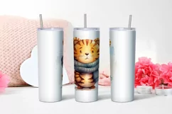 Watercolor Cute tiger Tumbler Wrap 20 oz Product Image 2
