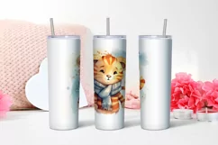 Watercolor Cute tiger Tumbler Wrap 20 oz Product Image 2