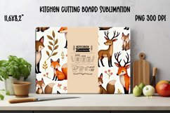 Cute forest animal kitchen board | Fall cutting board PNG Product Image 1