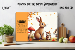 Cute forest animal kitchen board | Fall cutting board PNG Product Image 1