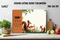Cute forest animal kitchen board | Fall cutting board PNG Product Image 1