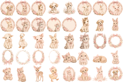 Coquette Baby Animals with pink bows clipart bundle Product Image 2