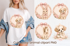 Coquette Baby Animals with pink bows clipart Product Image 1