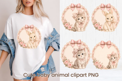 Coquette Baby Animals with pink bows clipart Product Image 1