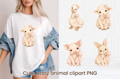 Coquette Baby Animals with pink bows clipart Product Image 1