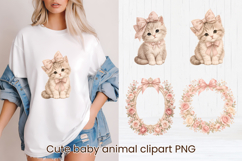 Coquette Baby Animals with pink bows clipart Product Image 1