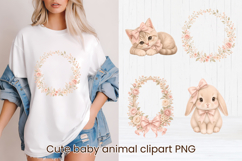 Coquette Baby Animals with pink bows clipart Product Image 1