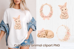 Coquette Baby Animals with pink bows clipart Product Image 1