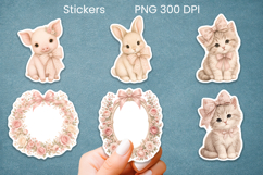 Coquette cute baby animal pink bows sticker printable PNG Product Image 1