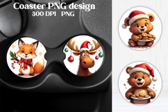 Cute Christmas Animal Car Coaster Sublimation Design Product Image 1