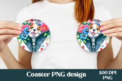 Animal car coaster sublimation PNG | Dog car coaster PNG Product Image 1
