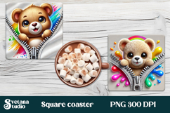 Animal square coaster sublimation | Cute animal coaster PNG Product Image 1