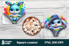 Animal square coaster sublimation | Cute animal coaster PNG Product Image 1