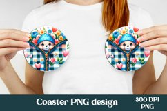 Animal car coaster PNG | Bear round coaster sublimation Product Image 1