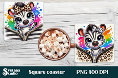 Animal square coaster sublimation | Cute animal coaster PNG Product Image 1