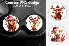 Cute Christmas Animal Car Coaster Sublimation Design Product Image 1