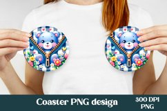 Animal car coaster PNG | Bear round coaster PNG sublimation Product Image 1