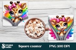 Animal square coaster sublimation | Cute animal coaster PNG Product Image 1