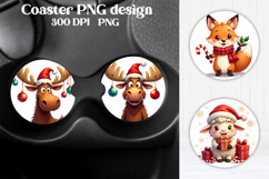 Cute Christmas Animal Car Coaster Sublimation Design Product Image 1