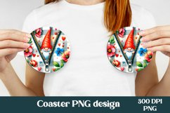 Gnome car coaster PNG design | Gnome flower coaster Product Image 1