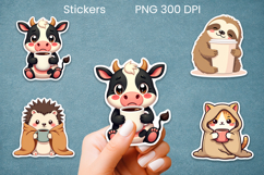 Cute coffee mood animal stickers printable Product Image 1