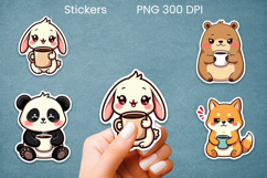 Cute coffee mood animal stickers printable Product Image 1