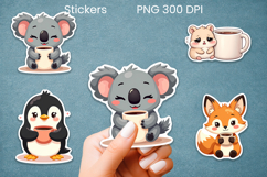 Cute coffee mood animal stickers printable Product Image 1
