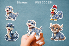 Denim animal sticker printable | Patchwork animal sticker Product Image 1