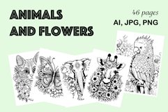 Coloring Page For Kids Animals and Flowers Product Image 1
