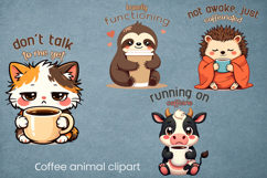Coffee Mood Animal Clipart | Introvert Coffee Quote Design Product Image 1