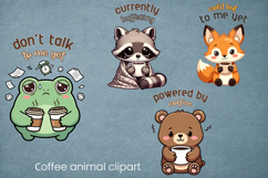 Coffee Mood Animal Clipart | Introvert Coffee Quote Design Product Image 1