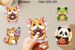 Funny food animal stickers printable | Cute animal stickers Product Image 1
