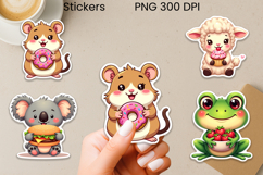 Funny food animal stickers printable | Cute animal stickers Product Image 1