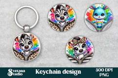 Cute zebra keychain | Keyring sublimation | Bunny keychain Product Image 1