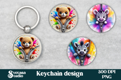 Cute bear keychain | Keyring sublimation | Zebra keychain Product Image 1