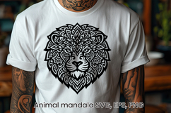 Animal mandala SVG design | Lion SVG silhouette Product Image 1