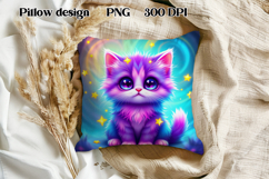 Animal pillow PNG design | Pink cat sublimation design Product Image 1