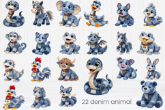 Cute denim patchwork animals clipart | Patchwork sublimation Product Image 1