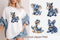 Cute denim patchwork animals clipart | Patchwork sublimation Product Image 1