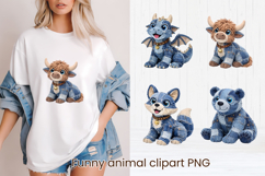 Cute denim patchwork animals clipart | Patchwork sublimation Product Image 1