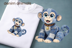 Cute denim patchwork animals clipart | Patchwork sublimation Product Image 1