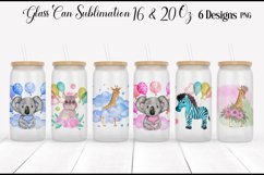 Cute Animals Glass Can Sublimation | Libbey Glass Can 16 Oz Product Image 1