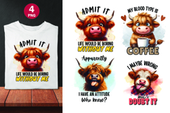 Funny sarcastic highland cow quotes sublimation png Product Image 1